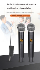 Microphone sans fil, double système de micro dynamique en métal sans fil UHF avec récepteur rechargeable, pour chant karaoké, mariage, DJ, Pa - Product Image 4
