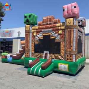 Location de château gonflable commercial WINWAYTOYS Minecraft à double piste, style pixel, en PVC, taille personnalisée, pour le plaisir - Product Image 4