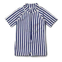 Nouveau tissu rayé filles enfants crème solaire à volants princesse imprimé maillot de bain nordique principal Push série à manches longues crème solaire costume