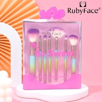 Ensemble de 7 pinceaux de maquillage professionnels avec manche dégradé ombré, pinceaux pour poudre, blush, contour, illuminateur, éventail et fard à paupières