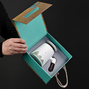 Tasse à thé en céramique peinte à la main avec infuseur, nouveau style chinois, coffret cadeau d'affaires - Product Image 2