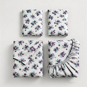 4pcs Breathable <strong>Double</strong> Brushed Microfiber Cooling Blueberry <strong>Sheets</strong> Ultra Soft Wrinkle-Free 16" <strong>Deep</strong>-Pocket Queen <strong>Sheets</strong> - Product Image 2
