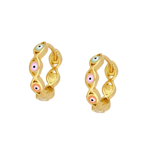 CANNER Boucles d'oreilles créoles en argent sterling S925 avec émail goutte d'huile motif œil, hypoallergéniques, pour filles, bijoux 18K - Product Image 1