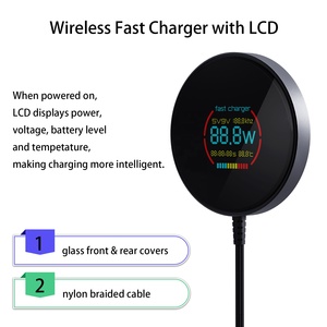 Cao cấp gương kính 15 Wát từ sạc không dây với nhiệt độ điện <span class=keywords><strong>LCD</strong></span> hiển thị điện thoại không dây sạc pad cho <span class=keywords><strong>iPhone</strong></span> - Product Image 2