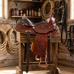 Silla de montar inglesa personalizada 100% cuero genuino con cabezada y estructura de madera, diseño sostenible, embalaje en caja para silla de montar BS - Product Image 1