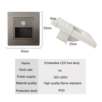 Applique Murale Carrée LED AC85-265V Intelligente à Détecteur de Mouvement PIR Encastrée pour Escalier et Jardin