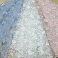 Tissu en dentelle multicolore brodé, tissu en organza fleuri pour robe de mariée