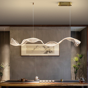 Lámpara colgante creativa artística acrílica de cinta Boyid Ideal para restaurante de recepción de hotel de sala de té. Nueva iluminación estilo chino - Product Image 2
