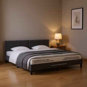 Base de Cama Tapizada en Terciopelo Gris Oscuro, Diseño Moderno y Suave - Product Image 2