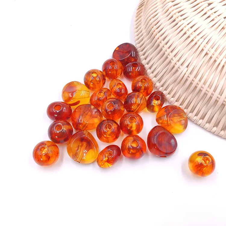 BE2302 Wholesales Colorful Jewelry Making Accessories Round Gold Tortoise Amber Resin Acrylic Loose Beads For Bracelet Necklace