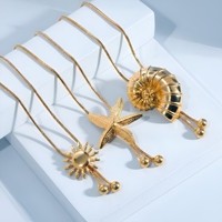 JUSNOVA Nuevo Diseño Serie Océano Collar con Colgante de Estrella de Mar de Acero Inoxidable Chapado en Oro de 18K para Mujer