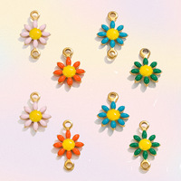 Liontin jimat Enamel bunga aster kecil DIY Aksesori temuan kalung & gelang baja tahan karat anak-anak