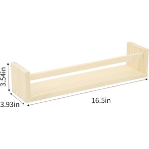 Estante de pared de madera maciza de 3 niveles para organizar libros en la habitación del bebé, color natural - Product Image 4