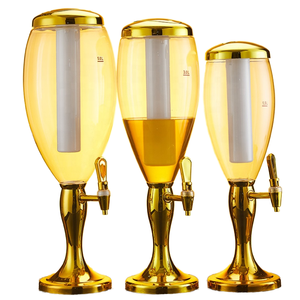 Distributeur de bière LED portable de haute qualité 3L, tube à glace or/argent, 2 robinets, tour à bière LED, distributeur de jus de qualité alimentaire - Product Image 1