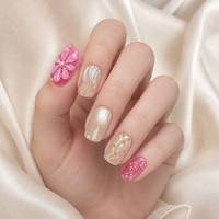 Y20 En gros Fournitures de faux ongles à presser colorés, motif floral fait main, réutilisables, pour fête, en set