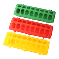 Mangeoire double rangée pour poussins, pigeons et cailles, 16 trous, en plastique, pour petits oiseaux et volailles, rouge/jaune/vert, vente chaude