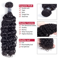 Rambut 12A keriting India Virgin keriting rambut manusia keriting 3 bundel (14 16 18 20 inci 285g) ekstensi rambut tidak diproses hitam alami