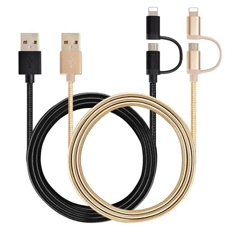 wholesale 2in1 USB Cable Micro USB Cale 2 in 1 Charger Cable for lightning cable iphone