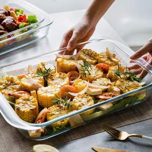 Meilleures ventes : Ustensiles de cuisson en verre borosilicate résistant à la chaleur, compatibles micro-ondes, plats de cuisson rectangulaires et ovales, assiettes à dîner, plats à poisson, OEM - Product Image 3