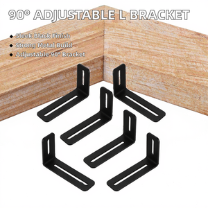 Soportes en L Negros Ajustables de 90 Grados Marca SKYD, Modelo Skyd-521, Soportes Metálicos para Estantes de Esquina en Ángulo Recto - Product Image 2