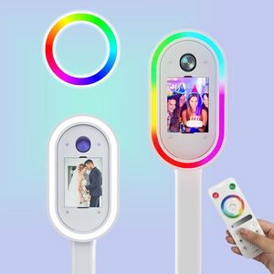 Machine <span class=keywords><strong>Photo</strong></span> Booth Ovale pour iPad avec <span class=keywords><strong>Imprimante</strong></span> <span class=keywords><strong>Instantanée</strong></span> et Ventilateur de Refroidissement, Angle de Caméra Réglable, Kiosque pour Mariages, Événements Professionnels et <span class=keywords><strong>Location</strong></span> - Product Image 4