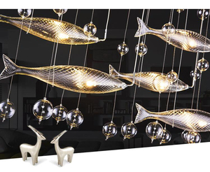Di cristallo <span class=keywords><strong>Sfere</strong></span> di Vetro e Pesci Luce Del Pendente Creativo <span class=keywords><strong>Lampadario</strong></span> Illuminazione A LED Caldo/Bianco di Personalità Lampada A Sospensione Lampade - Product Image 6