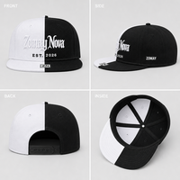 Casquette Snapback Bicolore à Visière Plate Six Panneaux Réglable Streetwear Broderie Logo Personnalisé OEM Vente en Gros Faible MOQ