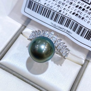 Bague en perle verte paon naturelle en gros, plaquée argent 925, plaquée or 24 carats, style bohème géométrique, haute qualité, 10-11 mm, sans défaut, lumière intense, boîte cadeau - Product Image 2