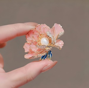Jachon moda estilo chino peonía flor broche temperamento encanto broches para mujeres accesorios de tela - Product Image 2