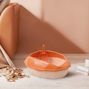 Bac à litière pour chat de style nordique avec pelle, bac à litière semi-fermé en plastique - Product Image 2