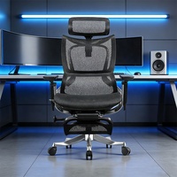 Chaise de bureau ergonomique moderne personnalisée avec dossier en maille, hauteur réglable, inclinable, pivotante, appui-tête et accoudoirs ajustables