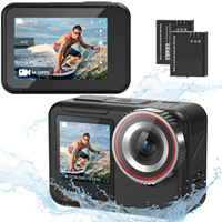 Caméra d'action sportive 4K 60FPS étanche avec double écran, anti-tremblement, Wi-Fi 2.4G, accessoires, batterie 2150mAh pour moto