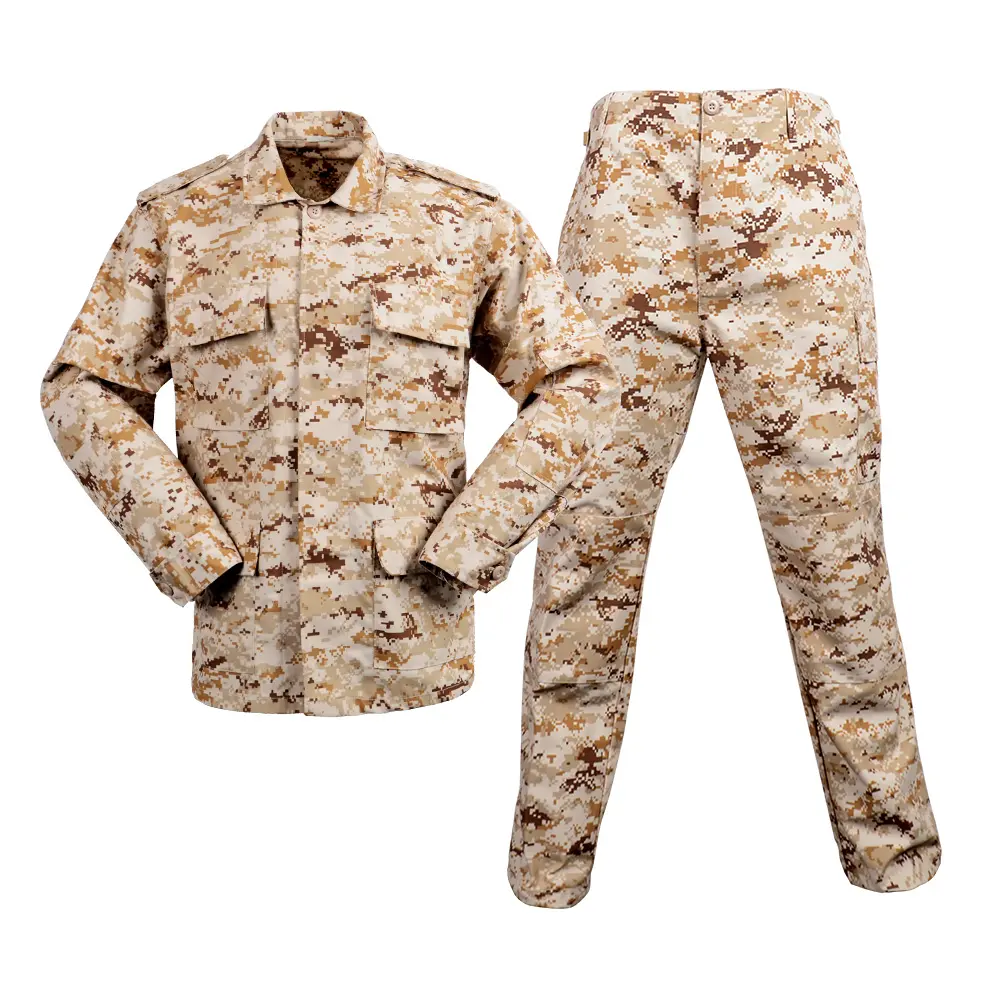 Uniforme de camuflaje táctico para hombre, ropa para el desierto, BDU, camisa de combate, pantalones Cargo