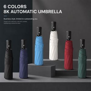 Parapluie d'affaires pliable en 3 sections, anti-UV, automatique, résistant à la pluie et au vent, avec impression de logo, parapluies promotionnels personnalisés - Product Image 2
