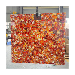 Natural retroiluminado rojo cristal ágata <span class=keywords><strong>Calcedonia</strong></span> translúcido piedra isla encimera losa y salpicaduras - Product Image 4