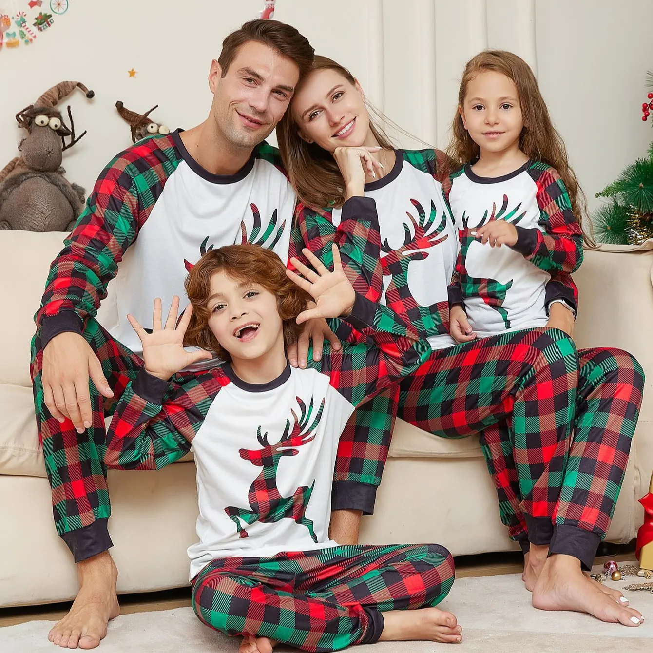 Hochwertige Kinder Weihnachten Pyjama erwachsene Frauen Tier Pyjamas Familie Pyjamas passende Sets