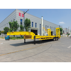 Semirremolque <span class=keywords><strong>de</strong></span> plataforma baja <span class=keywords><strong>de</strong></span> acero amarillo <span class=keywords><strong>de</strong></span> 3 <span class=keywords><strong>ejes</strong></span>, el mejor <span class=keywords><strong>de</strong></span> fábrica, con plataforma abatible, capacidad máxima <span class=keywords><strong>de</strong></span> carga <span class=keywords><strong>de</strong></span> 80T, MOQ bajo - Product Image 2