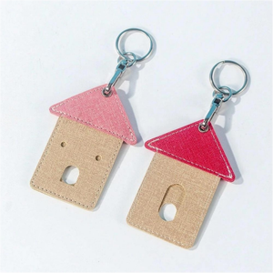 Porte-cartes en cuir PU en forme de maison mignonne avec porte-clés, élégant protège-badge d'identité pour femmes et hommes, idéal pour les voyages, l'usage quotidien et comme cadeau - Product Image 3