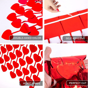 Tenda a Frange con Cuori Rossi in Lamina, Decorazione per Porte, Sfondo per Feste di Compleanno, Matrimoni e Addii al Nubilato - Product Image 3