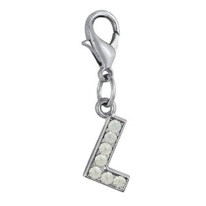 Ciondolo a forma di lettera L in cristallo con strass trasparenti per la creazione di gioielli - Product Image 1