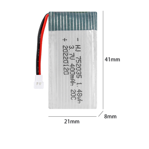 공장 충전식 3.7V 400mAh 20C 리튬 폴리머 셀 752035 고출력 배터리 팩 RC 드론 비행기 장난감 - Product Image 5