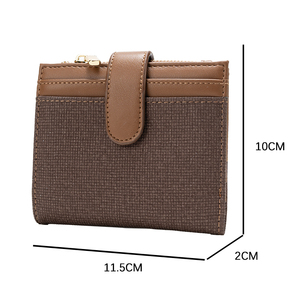 <b>Brown</b> RFID Blocking Bifold <b>Wallet</b> Slim Short Zipper Card Holder Coin Pocket for Travel Daily Use - Product Image 1