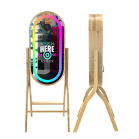 Photomaton portable avec écran tactile de 21,5 pouces, impression instantanée, design rétro en bois, compatible DSLR/SLR, miroir magique, éclairage LED