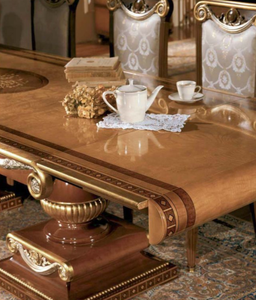 Traditional Mahogany Brown Wooden Furniture <b>Dining</b> <b>Table</b> Set Classic Big Rectangle <b>Dining</b> <b>Table</b> With 6 Chairs UP-5-1 Classic Rec - Product Image 5