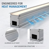 Luminaire linéaire LED encastré 24W-72W avec grille de lentilles en verre plat pour les communautés résidentielles, les ponts piétons et les places publiques