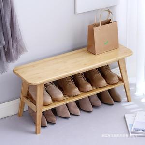 <b>Bamboo</b> Shoe Rack Bench With Storage Shelf For Entryway Home Use Space Saving Design Scandinavian Style Modern Appearance - Product Image 1