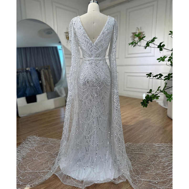 Luxury Dubai Arabic Yellow Mermaid Elegant Tassel Beaded Evening Dresses Gowns For Women Wedding Party 2025 LA72555