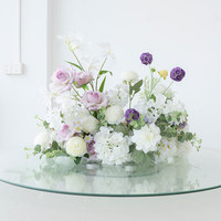 Centre de table floral artificiel classique en soie multicolore de haute qualité, rose, pivoine, hortensia, clématite, décoration de mariage