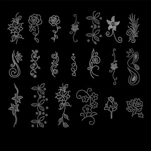 Modelli casuali di Strass Flover di 20 disegni con stampa a caldo in ferro con motivo a forma di fiore con motivo a Strass con stampa floreale - Product Image 1
