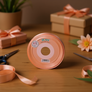 Ruban en satin Ilan 1,0 cm 25y couleur pêche Melocoton D38 - Product Image 3